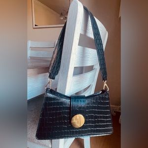 Elleme
Black Baguette Mock Croc Leather Shoulder Bag